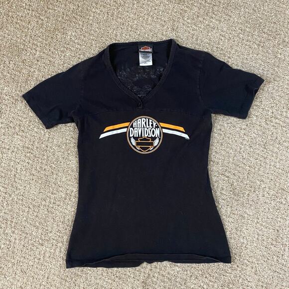 Harley-Davidson Tops - Harley Davidson Shirt Womens M USA Myrtle Beach Biker Grunge V Neck